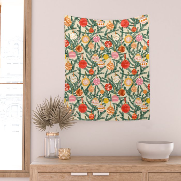 Christmas Baubles Pattern Wall Tapestry Gallery Image 2