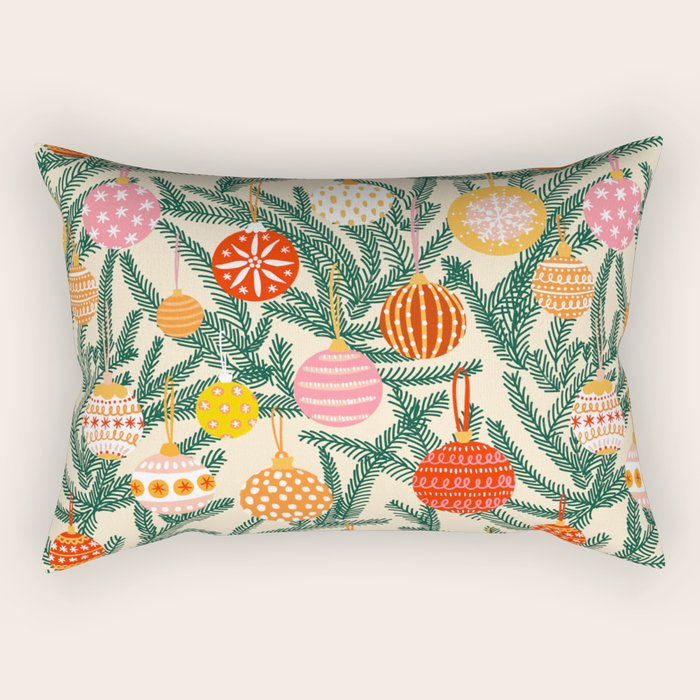 Christmas Baubles Pattern Rectangular Pillow Gallery Image 1