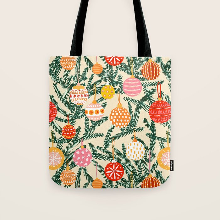 Christmas Baubles Pattern Tote Bag Gallery Image 1