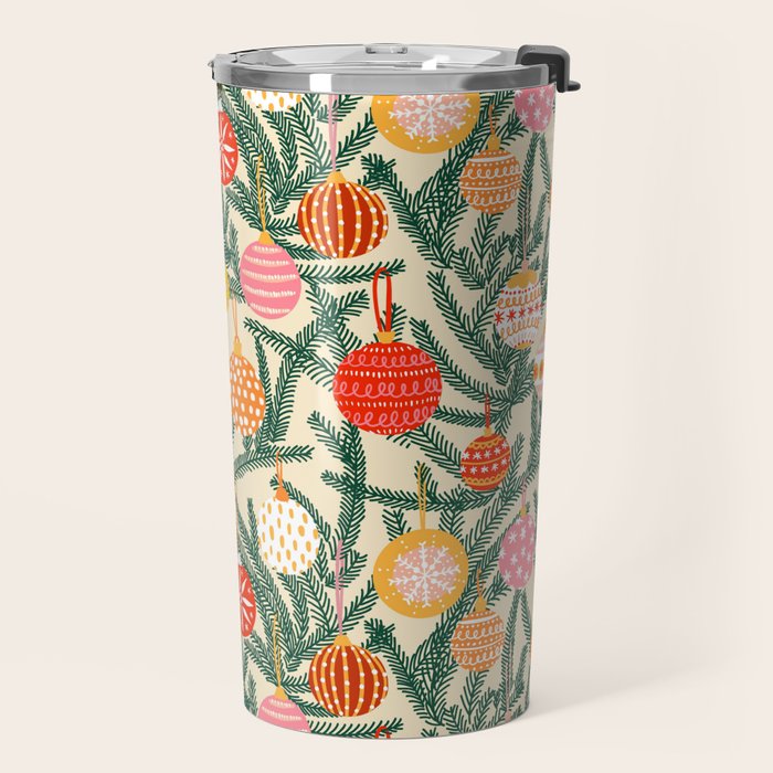 Christmas Baubles Pattern Travel Mug Gallery Image 2