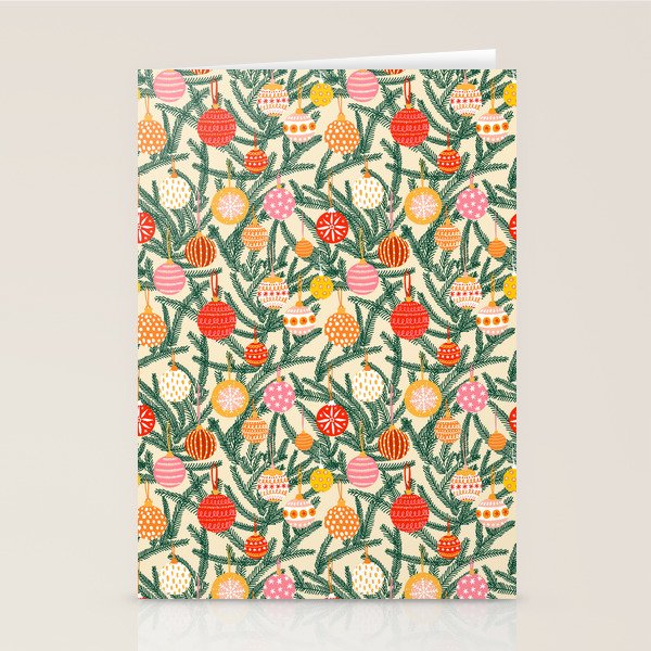 Christmas Baubles Pattern Stationery Card