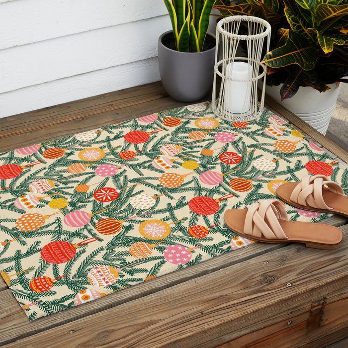 Christmas Baubles Pattern Outdoor Rug Gallery Image 2