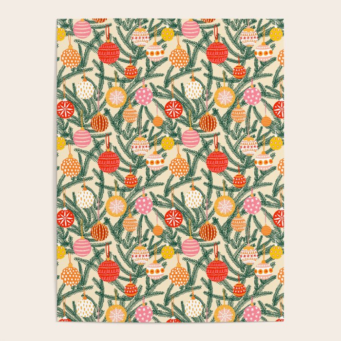 Christmas Baubles Pattern Poster Gallery Image 1
