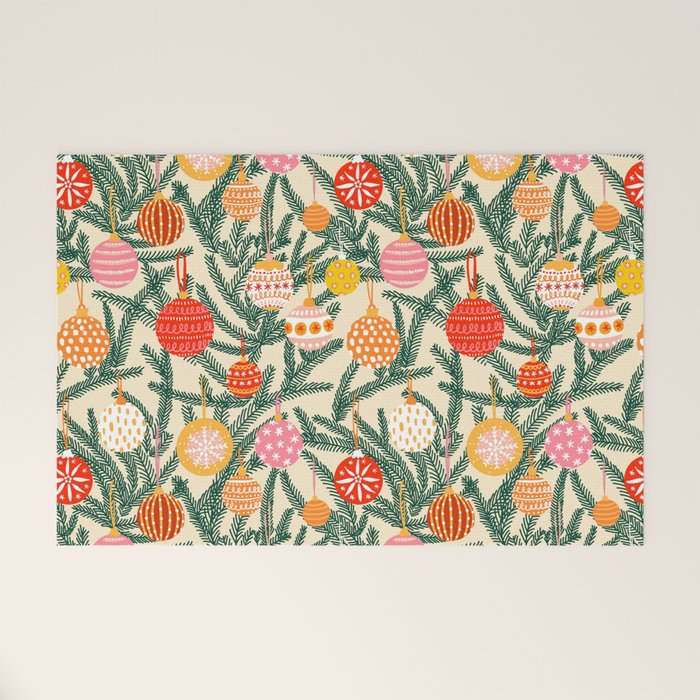 Christmas Baubles Pattern Welcome Mat Gallery Image 1
