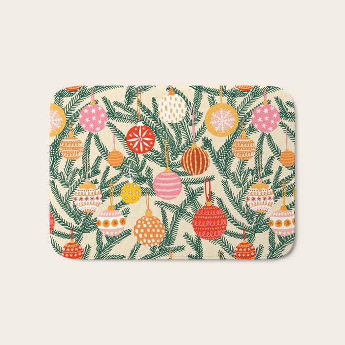 Christmas Baubles Pattern Bath Mat Gallery Image 1