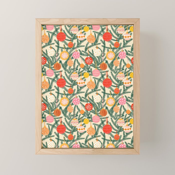 Christmas Baubles Pattern Mini Art Print Gallery Image 1