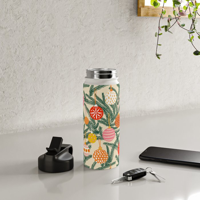 Christmas Baubles Pattern Water Bottle Gallery Image 4