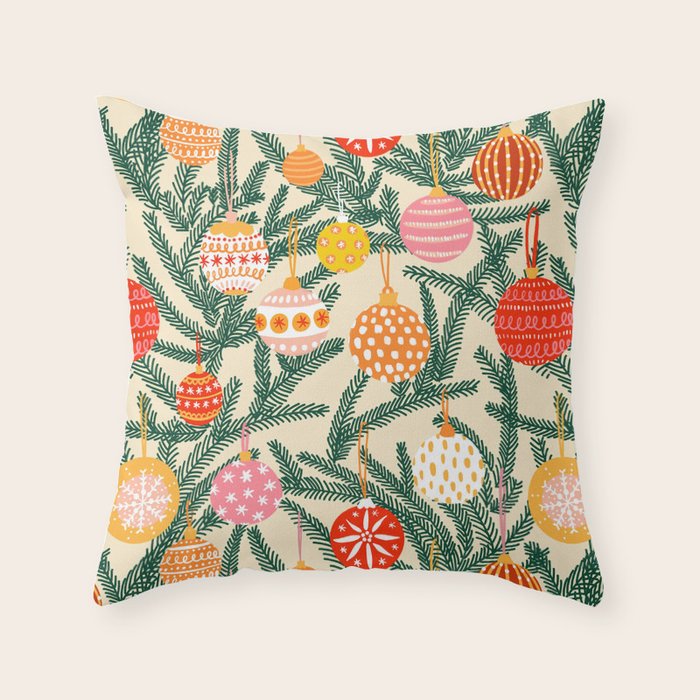 Christmas Baubles Pattern Throw Pillow Gallery Image 6