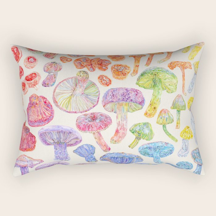 Wild Mushroom Rainbow - Neutral Rectangular Pillow Gallery Image 2