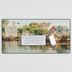 Waterfront  Port Clyde Maine nautical travel photograph Desk Mat Gallery Image 1