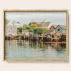 Waterfront  Port Clyde Maine nautical travel photograph Serving Tray Gallery Image 1