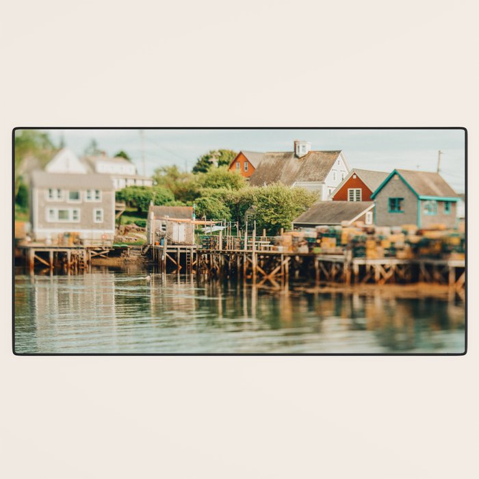 Waterfront  Port Clyde Maine nautical travel photograph Desk Mat Gallery Image 3