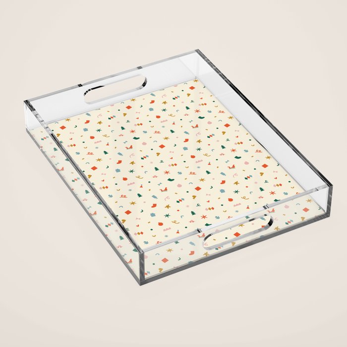 Retro abstract christmas decoration pattern Acrylic Tray Gallery Image 1