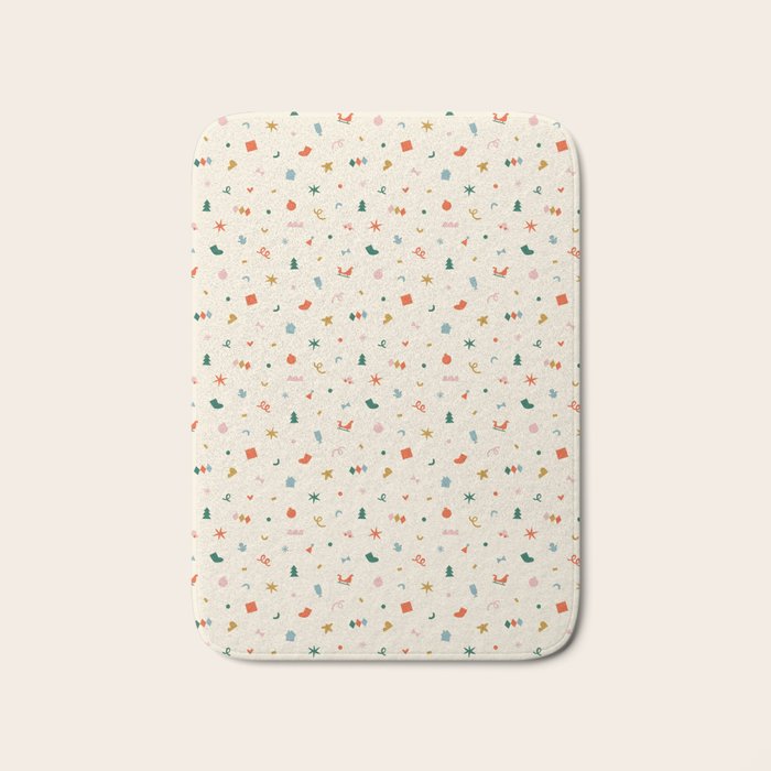 Retro abstract christmas decoration pattern Bath Mat Gallery Image 1