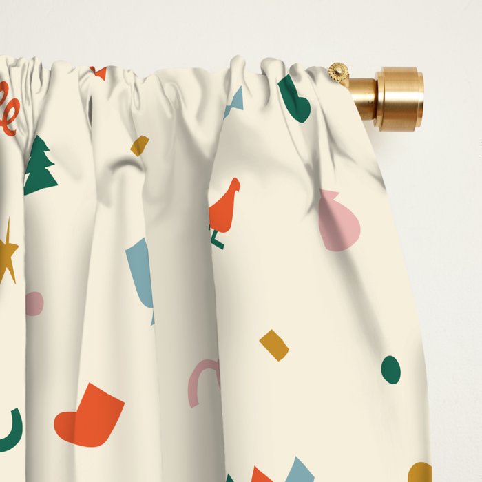 Retro abstract christmas decoration pattern Window Curtain Gallery Image 2