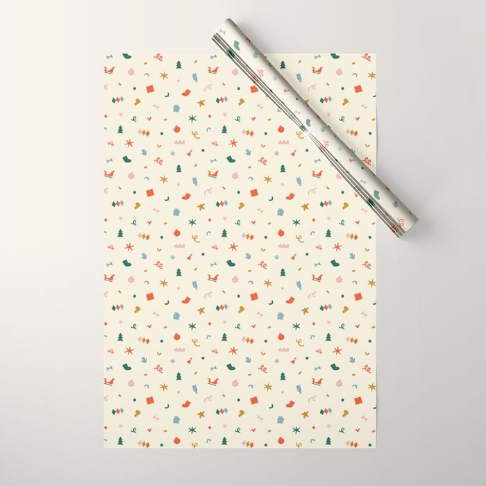 Retro abstract christmas decoration pattern Wrapping Paper Gallery Image 1