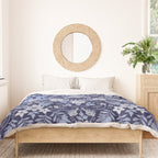Light Blue, Cobalt Blue, & White Floral Pattern Duvet Cover Gallery Image 3