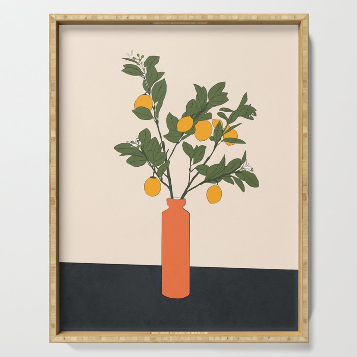 Ripe Lemon Plant Serving Tray Gallery Image 1