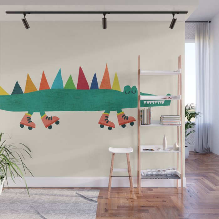 Crocodile on Roller Skates Wall Mural Gallery Image 1
