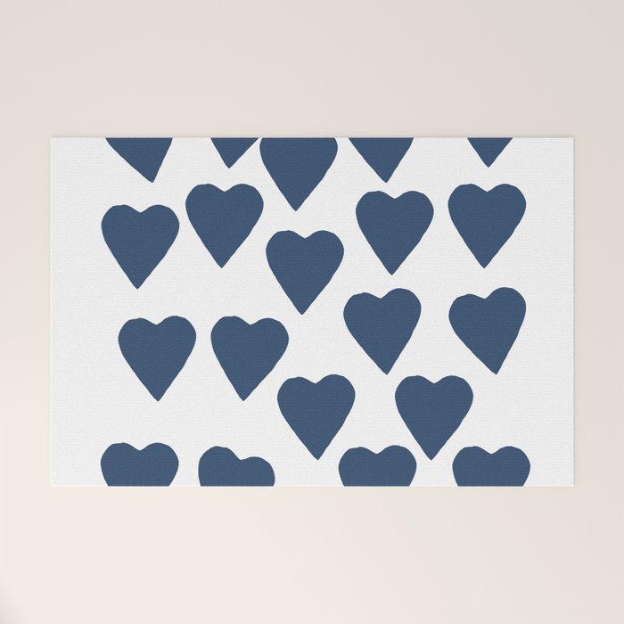 Hearts Navy Welcome Mat Gallery Image 1