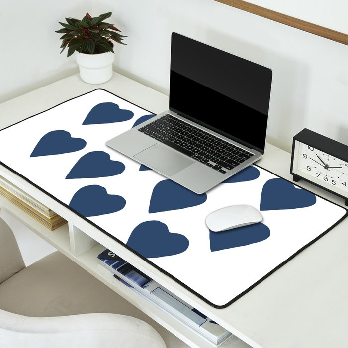 Hearts Navy Desk Mat Gallery Image 2