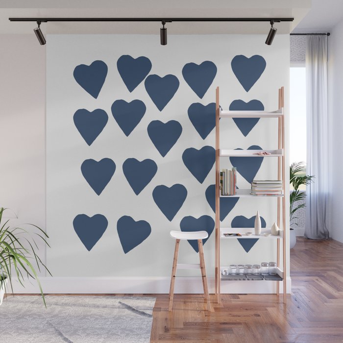 Hearts Navy Wall Mural Gallery Image 1