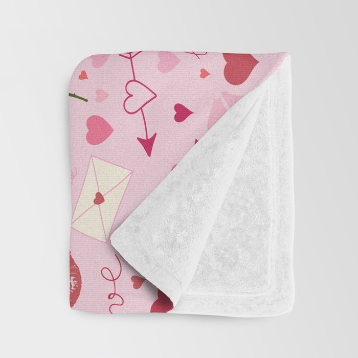 Pink valentine's Day with Kisses, Cupcakes and Roses Throw Blanket Gallery Image 3
