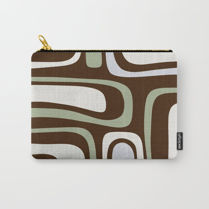 Palm Springs Mid-Century Modern Abstract in Brown, Sage, Light Gray, and Cream Carry All Pouch Gallery Image 1