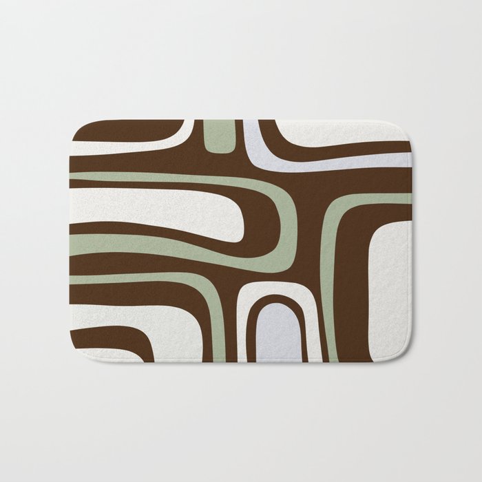 Palm Springs Mid-Century Modern Abstract in Brown, Sage, Light Gray, and Cream Bath Mat Gallery Image 1