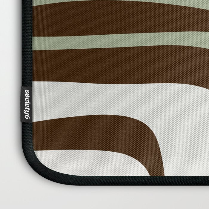 Palm Springs Mid-Century Modern Abstract in Brown, Sage, Light Gray, and Cream Laptop Sleeve Gallery Image 3