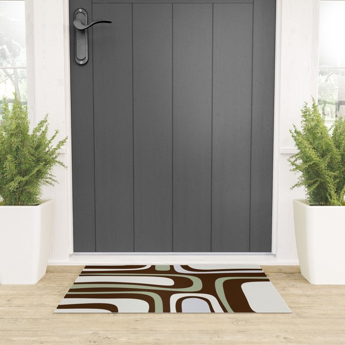 Palm Springs Mid-Century Modern Abstract in Brown, Sage, Light Gray, and Cream Welcome Mat Gallery Image 3