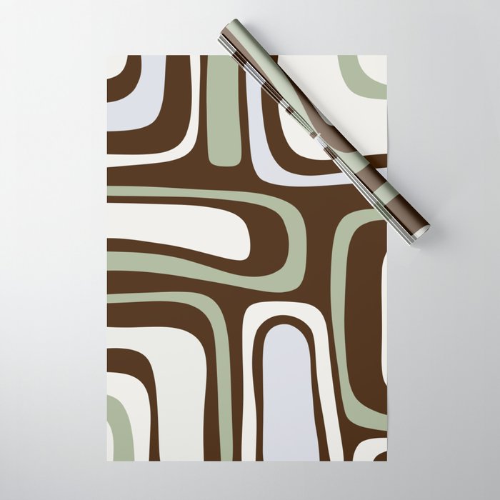 Palm Springs Mid-Century Modern Abstract in Brown, Sage, Light Gray, and Cream Wrapping Paper Gallery Image 1