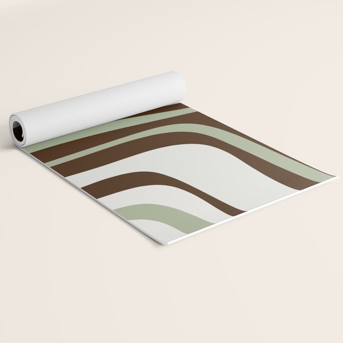 Palm Springs Mid-Century Modern Abstract in Brown, Sage, Light Gray, and Cream Yoga Mat Gallery Image 2