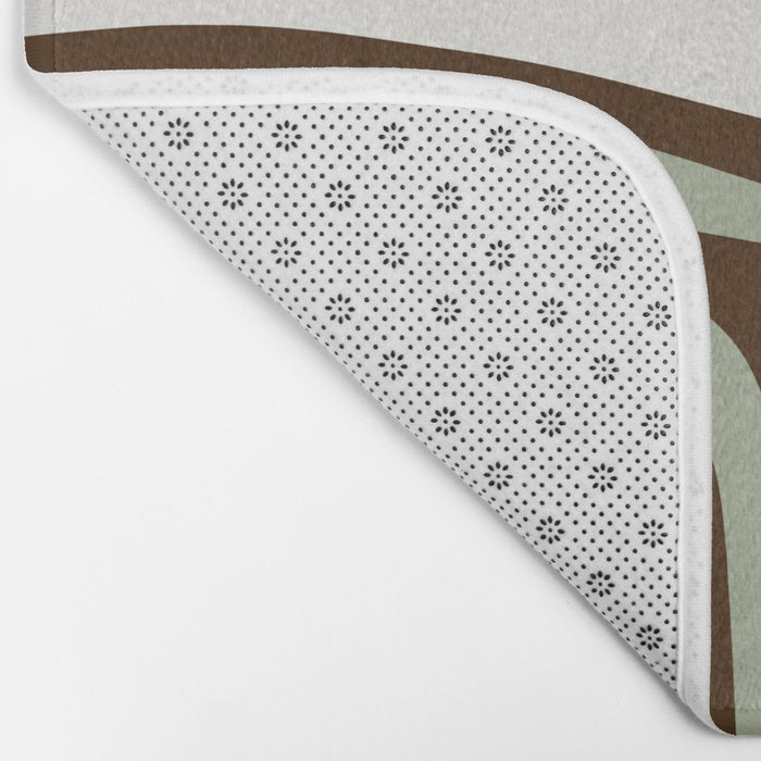 Palm Springs Mid-Century Modern Abstract in Brown, Sage, Light Gray, and Cream Bath Mat Gallery Image 2