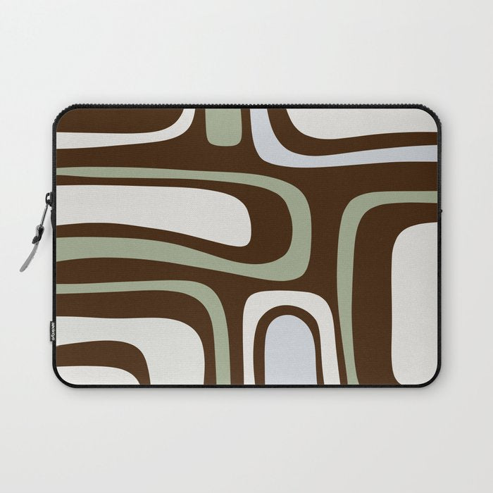 Palm Springs Mid-Century Modern Abstract in Brown, Sage, Light Gray, and Cream Laptop Sleeve Gallery Image 1