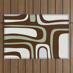 Palm Springs Mid-Century Modern Abstract in Brown, Sage, Light Gray, and Cream Outdoor Rug Gallery Image 1