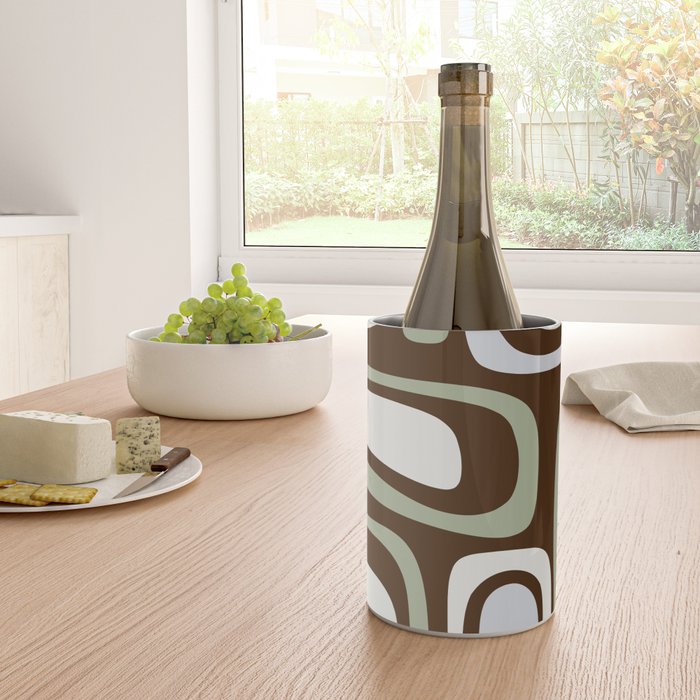 Palm Springs Mid-Century Modern Abstract in Brown, Sage, Light Gray, and Cream Wine Chiller Gallery Image 4