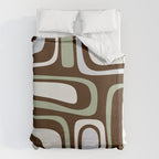Palm Springs Mid-Century Modern Abstract in Brown, Sage, Light Gray, and Cream Duvet Cover Gallery Image 6