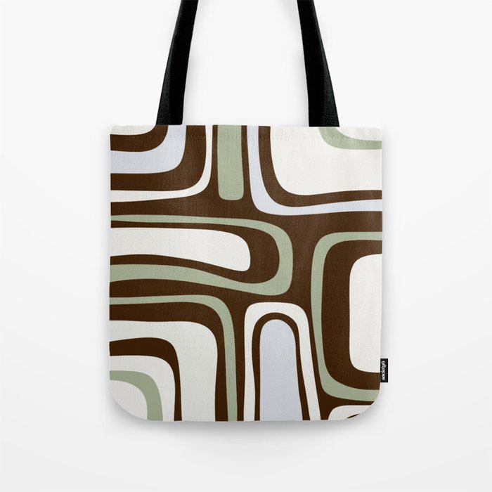 Palm Springs Mid-Century Modern Abstract in Brown, Sage, Light Gray, and Cream Tote Bag Gallery Image 1