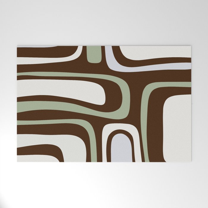 Palm Springs Mid-Century Modern Abstract in Brown, Sage, Light Gray, and Cream Welcome Mat Gallery Image 1