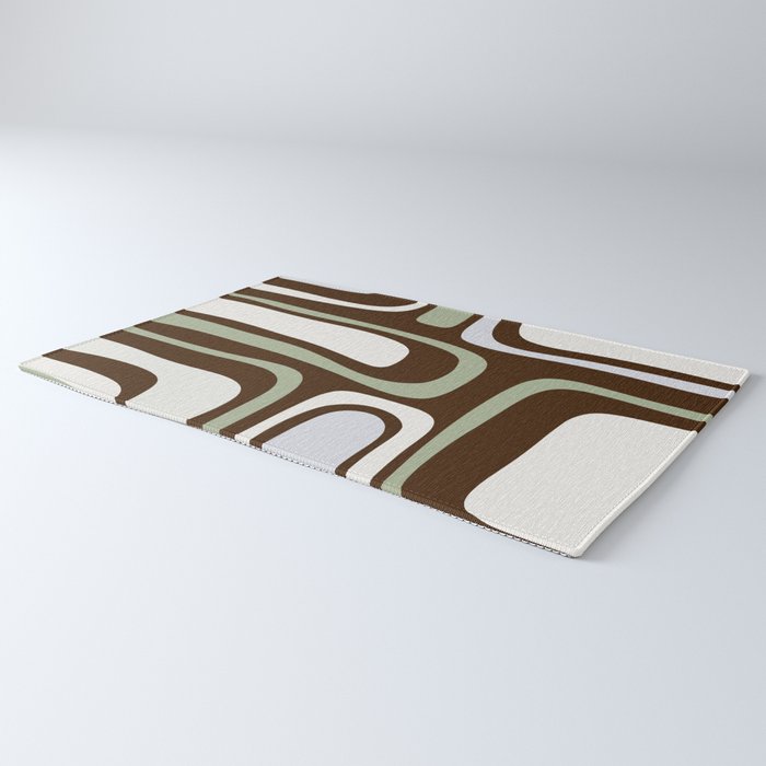 Palm Springs Mid-Century Modern Abstract in Brown, Sage, Light Gray, and Cream Rug Gallery Image 3