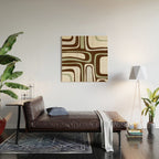 Palm Springs Mid-Century Modern Abstract in Brown, Sage, Light Gray, and Cream Wood Wall Art Gallery Image 2