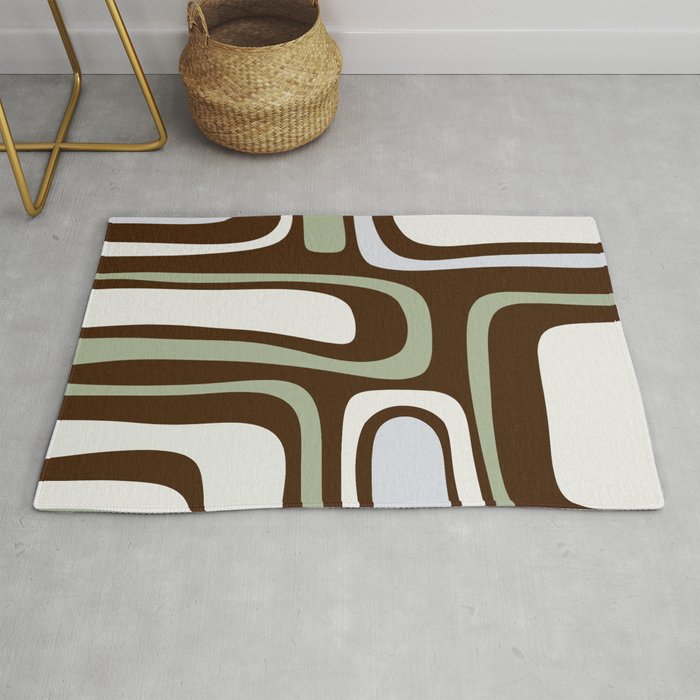 Palm Springs Mid-Century Modern Abstract in Brown, Sage, Light Gray, and Cream Rug Gallery Image 1