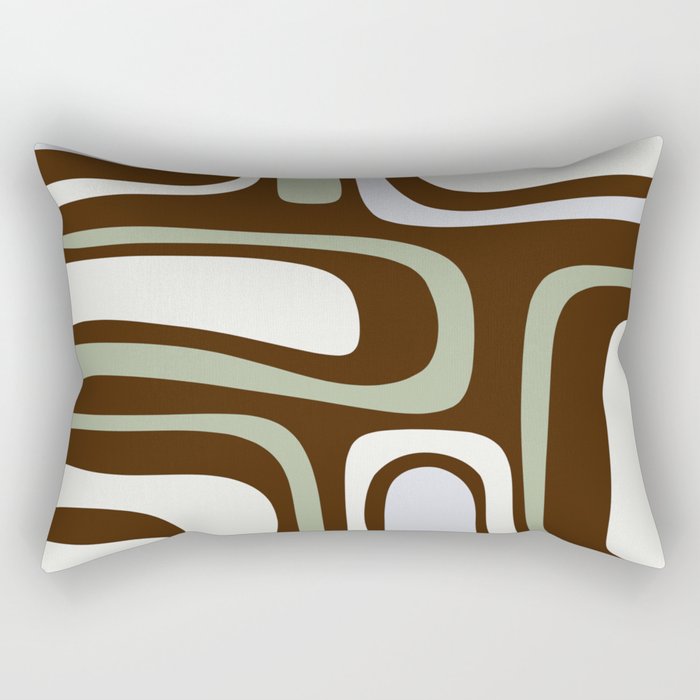 Palm Springs Mid-Century Modern Abstract in Brown, Sage, Light Gray, and Cream Rectangular Pillow Gallery Image 1