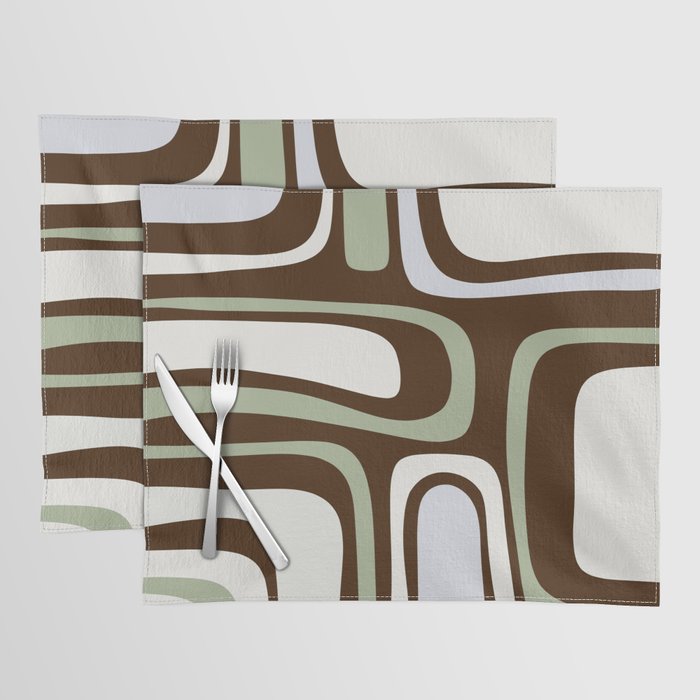 Palm Springs Mid-Century Modern Abstract in Brown, Sage, Light Gray, and Cream Placemat