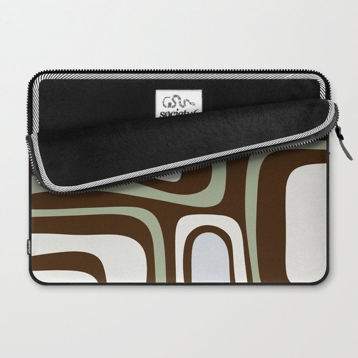 Palm Springs Mid-Century Modern Abstract in Brown, Sage, Light Gray, and Cream Laptop Sleeve Gallery Image 2