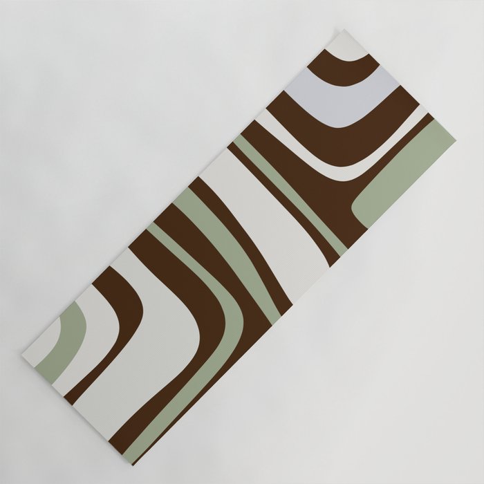 Palm Springs Mid-Century Modern Abstract in Brown, Sage, Light Gray, and Cream Yoga Mat Gallery Image 1