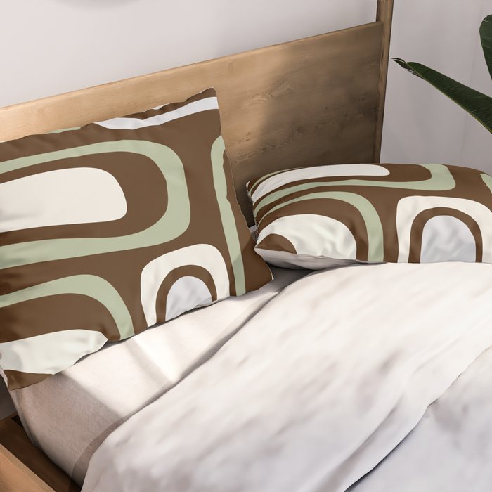 Palm Springs Mid-Century Modern Abstract in Brown, Sage, Light Gray, and Cream Pillow Sham Gallery Image 2