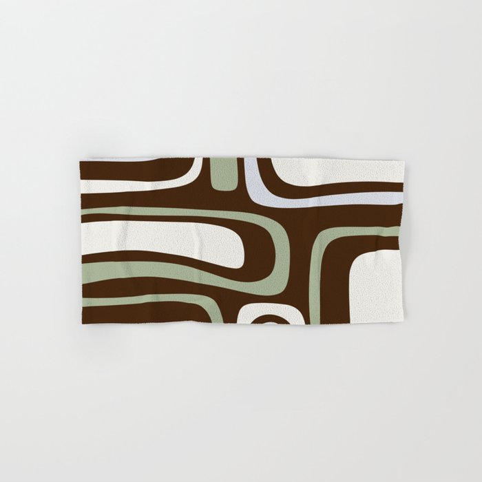 Palm Springs Mid-Century Modern Abstract in Brown, Sage, Light Gray, and Cream Bath Towel Gallery Image 1