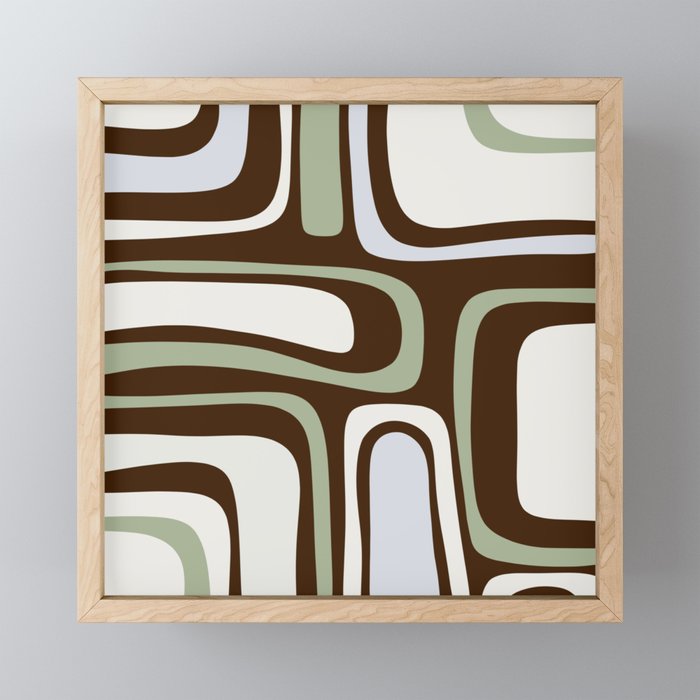 Palm Springs Mid-Century Modern Abstract in Brown, Sage, Light Gray, and Cream Mini Art Print Gallery Image 1